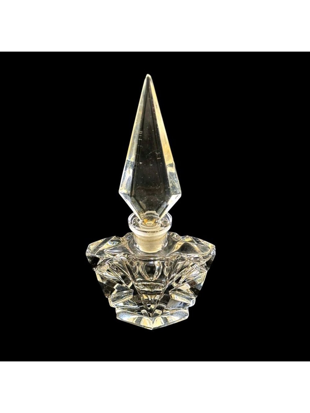 Fancy Perfume Bottle and Ground Glass Stopper Vintage Cut Lead Glass Empty
